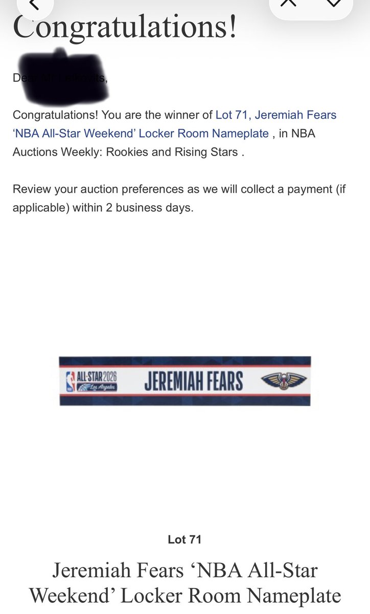 Hey <a href="/PelicansNBA/">New Orleans Pelicans</a> <a href="/PelicansPR/">Pelicans PR</a> I am the proud owner of Jeremiah Fears All Star weekend locker name plate- I would love to gift it to this future superstar. Lmk how I can get in touch?