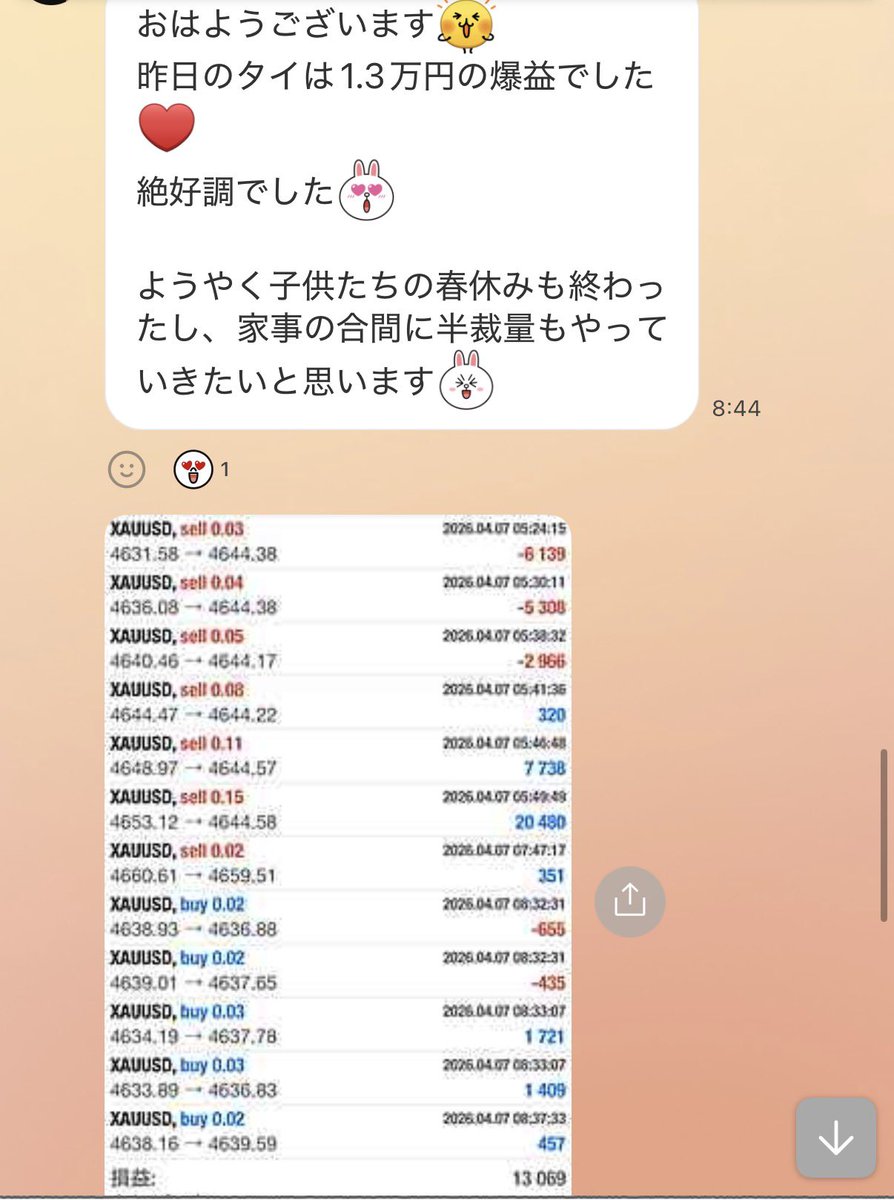 osakana__ea's tweet photo. ꧁───────────────꧂

ゴールドEAタイ🐟
フル稼働なら想定日利5〜20%の爆益系🥳

꧁───────────────꧂

・次世代型順張り
・複数ロジック搭載で精度アップ
・トレール標準搭載で利幅を最大化
・防御モード切替で被弾リスクを最小化
・内部トレールで利益最大化
・モード自動切替（攻・守）
・売買方向ごとに設定可能
・曜日／時間の細かい制御
・危険日停止機能

詳細はオプチャのノートにて📓