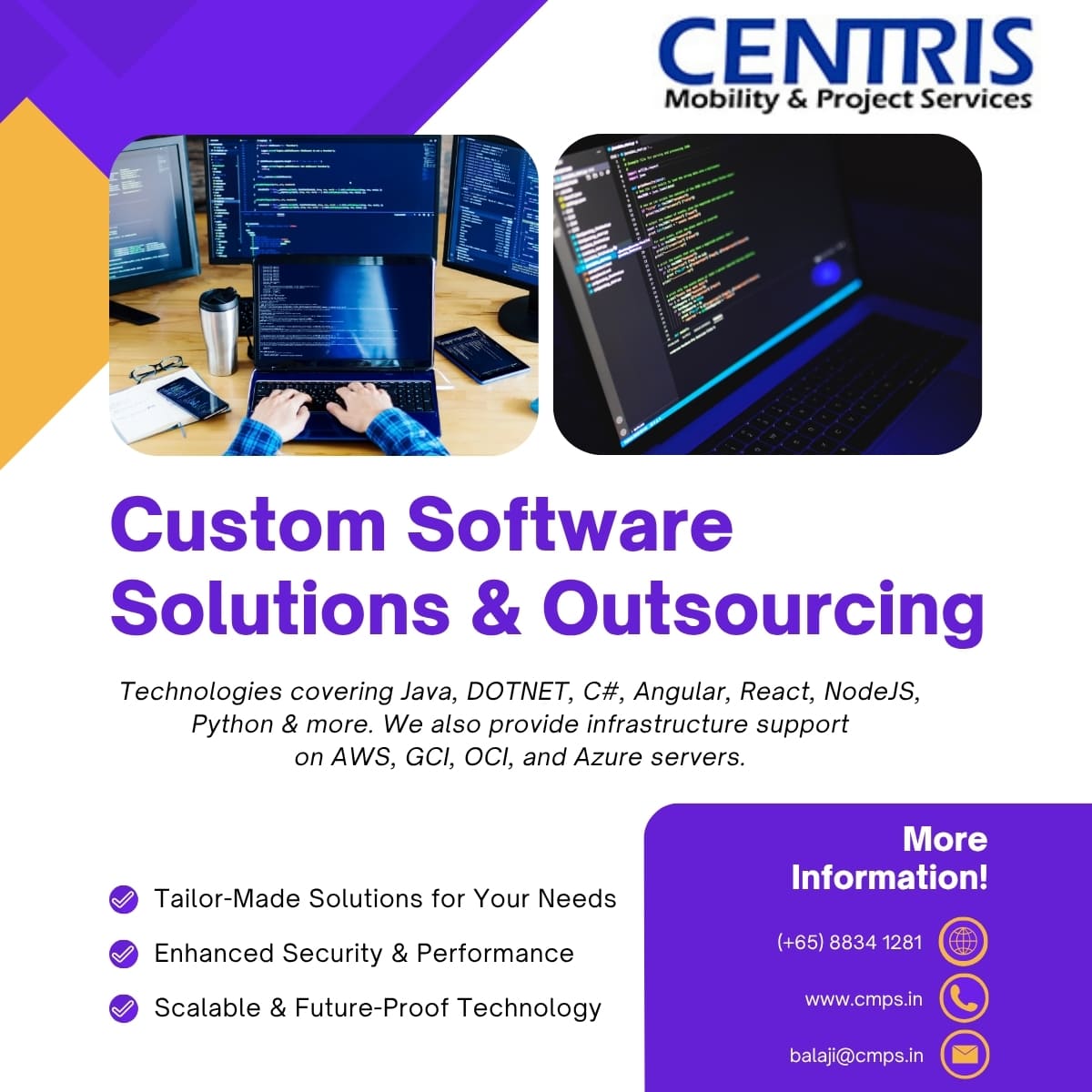 CentrisProject's tweet photo. CMPS, a software company, specialises in Application Development and Outsourcing Services.
Technologies covering Java, DOTNET, C#, Angular, React, NodeJS, Python &amp; more. 
#SingaporeTech #AppDevelopmentSG #CloudComputingSG #OutsourceSG #TalentAcquisitionSG #StaffingSG https://t.co/bG8KrWjSEt