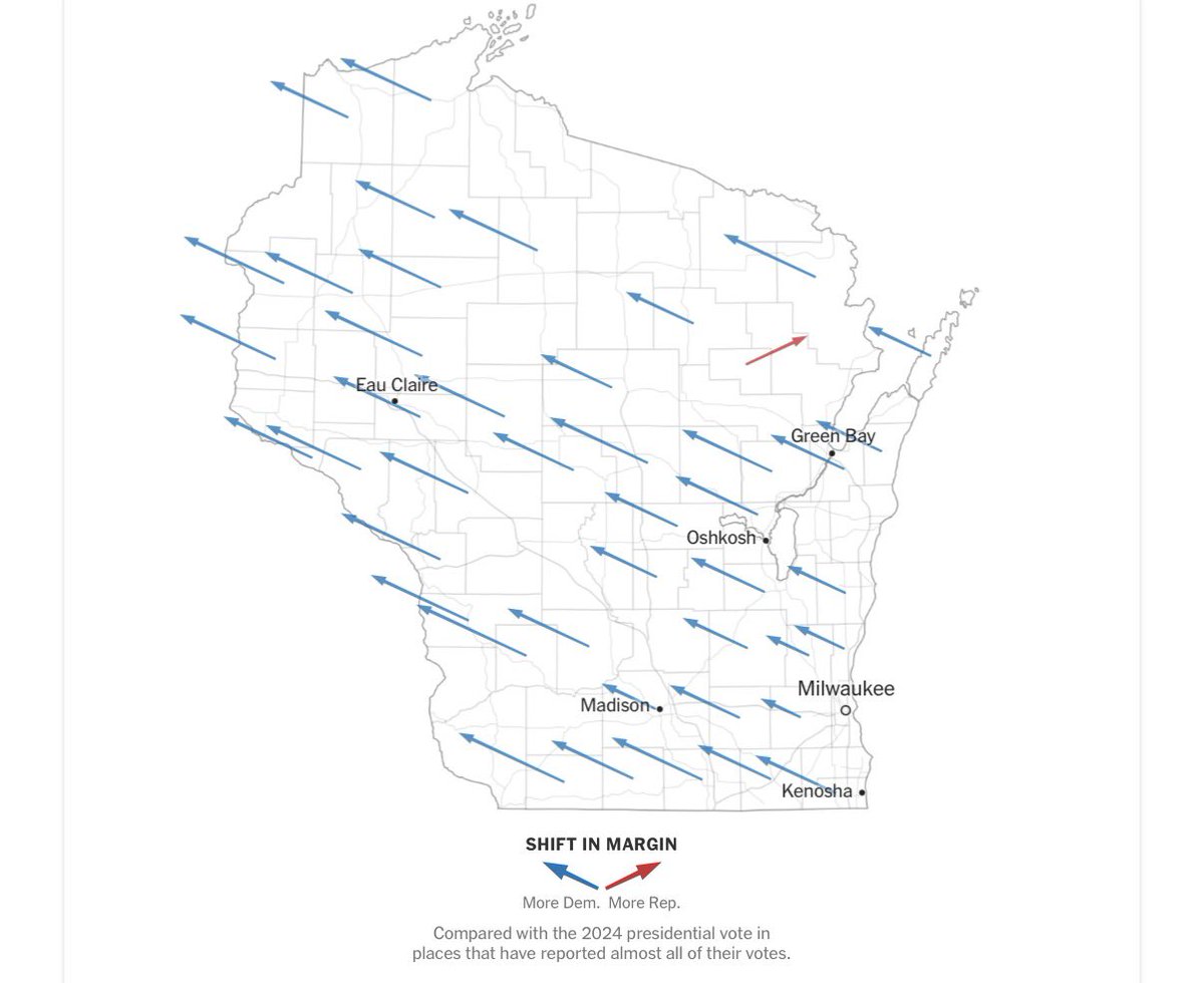 Wisconsin Supreme Court swing map 2026 vs 2024 presidential election ...
