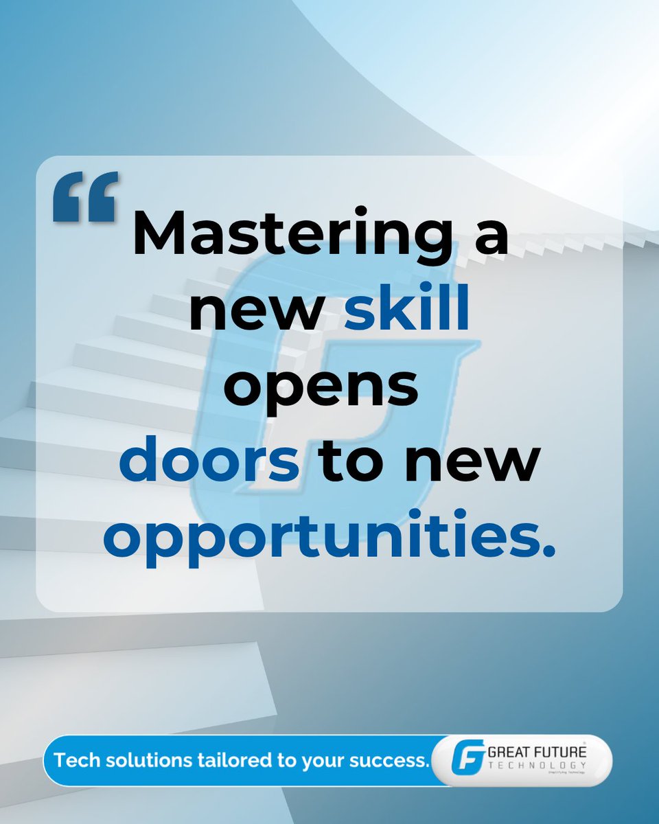 GreatFutureTech's tweet photo. What if your next #opportunity needs a skill you haven’t learned yet?

That one skill you’re delaying… might be what’s holding you back.

Learn, improve, and keep moving forward - small steps create big opportunities.
#GrowthMindset #Upskill #CareerGrowth #MondayMotivation https://t.co/WDVnIMNv5p