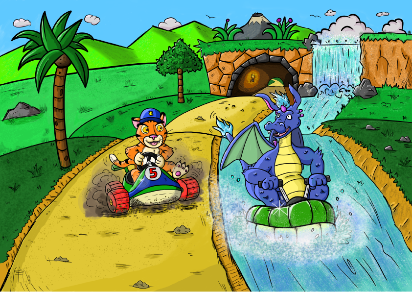 BlugoThedragon's tweet photo. I'm dedicating this slightly older drawing to one of my all-time favorite kart racing video games—not to mention, my favorite character: Timber.

I'm talking about Diddy Kong Racing for the Nintendo 64.

Have you ever played it? https://t.co/1WiFMQOGIP