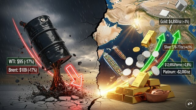 CNBC_Awaaz's tweet image. Commodity Market: सीजफायर के बाद मार्केट में बड़ा उलटफेर, तेल हुआ सस्ता तो सोना-चांदी, कॉपर और प्लैटिनम में आई जोरदार तेजी hindi.cnbctv18.com/economy/commod… 
#iranuswar #commoditymarket #goldsilver