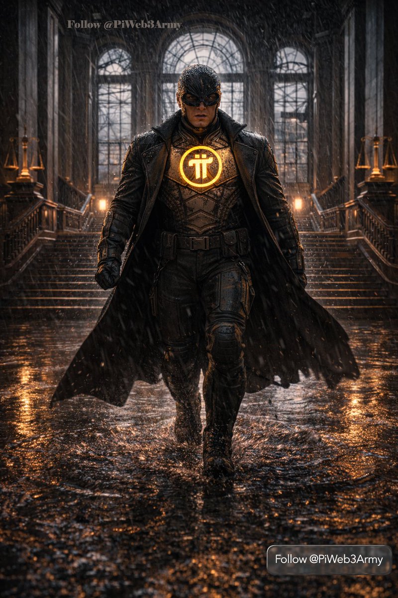 PiWeb3Army's tweet image. "He Stands Where the Network Holds Firm"

Rain lashes through the grand hall as a lone figure walks forward, the golden Pi glowing steadily on his chest. Water crashes at his feet, yet he moves with quiet certainty — the embodiment of strength that does not yield.

This is Pi