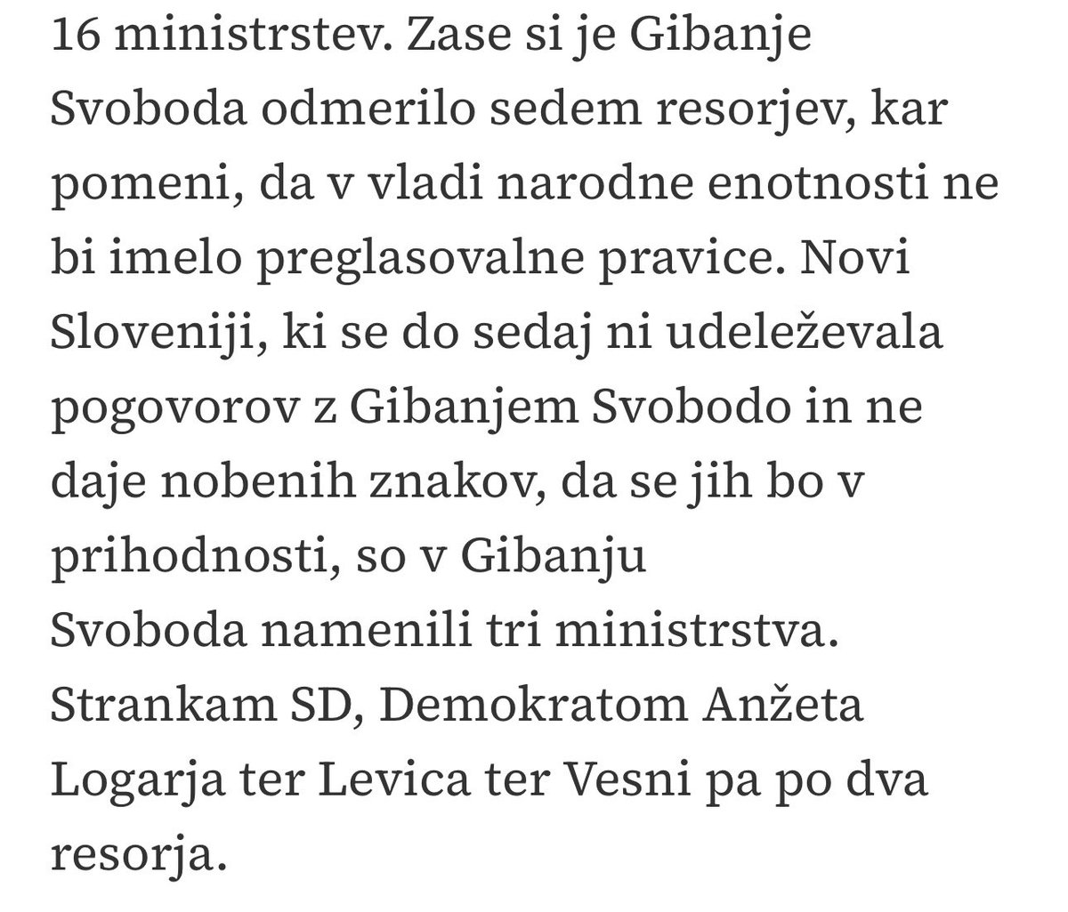 BojanPozar's tweet photo. So pa #Esih @Delo & co. sposobni napisat tudi največje neumnosti. Ne samo, da Golob skupaj z @strankalevica pridobi “preglasovalno pravico”, levi trojček bi v takšni vladi imel celo “ustavno” 2/3 večino: 11 od 16. ministrskih mest. A mislijo, da @JernejVrtovec in @AnzeLog ne znata šteti. 🤷🏻‍♂️