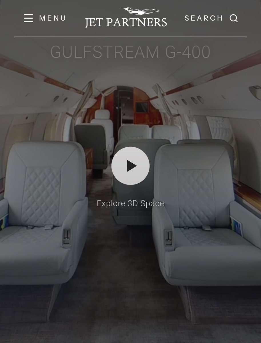 JetPartnersWW's tweet image. Experience a revolutionary way to fly. Our redesigned aircraft pages now feature 3-D Virtual Interiors—walk through the cabin of a Gulfstream G400 or our entire fleet before you book. See specs, layouts, and galleries at jetpartners.aero/aircraft. #PrivateJet #VirtualTour #Luxury
