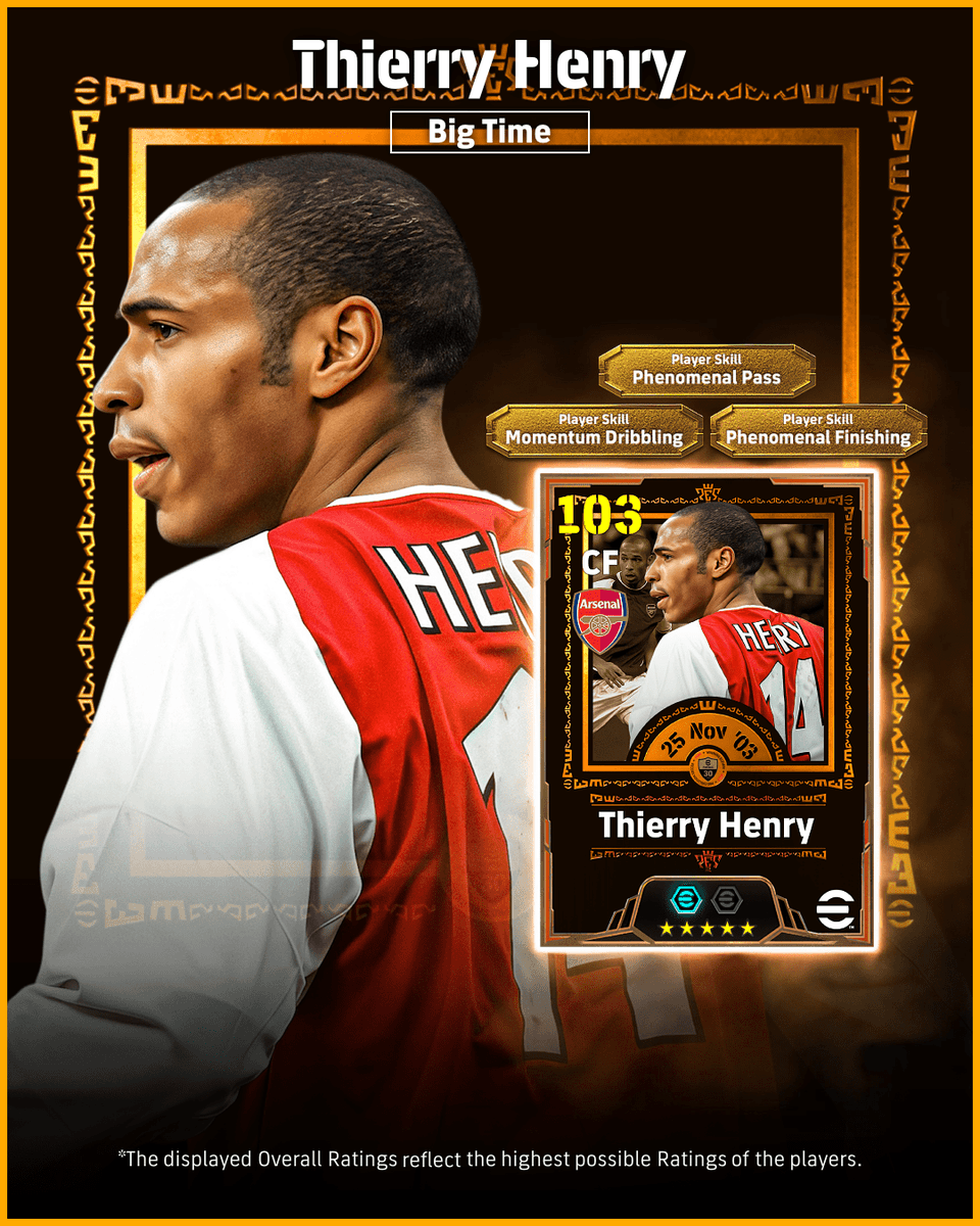 ibuk7951709's tweet photo. 【Concept】
Big Time: Thierry Henry

v5.4.0アップデートの期待を込めて、特殊スキル3つ持ちのアンリを作りました。

#イーフト #efootball https://t.co/Eo5BoM4kRq