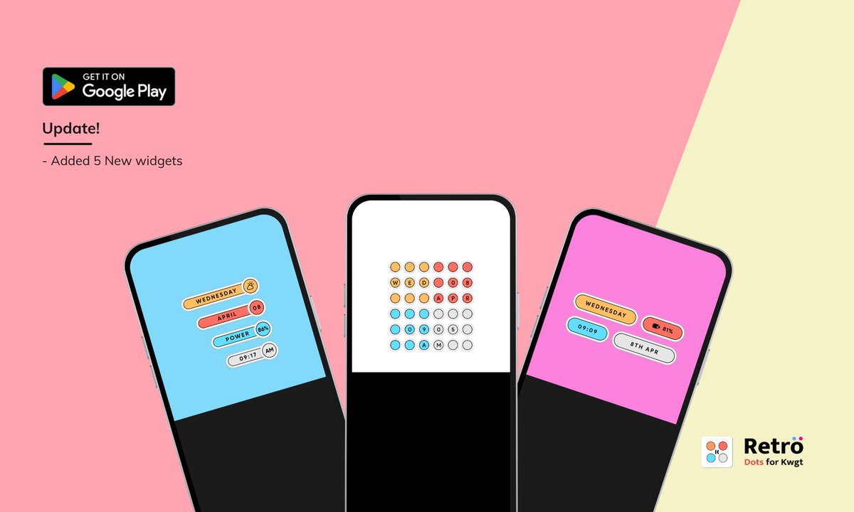 Update is Live! 💫

Added 5 New Widgets

Retro Dots for Kwgt 
rdot.makescreens.in

5 Promo Codes Giveaway🎁
• Like, Share &amp; Tag friends 
• Follow us <a href="/makescreens/">makescreens</a>
• instagram.com/makescreens

#kwgt #retrodotsforkwgt #makescreens #Wallpaper #widgets #androidapps
