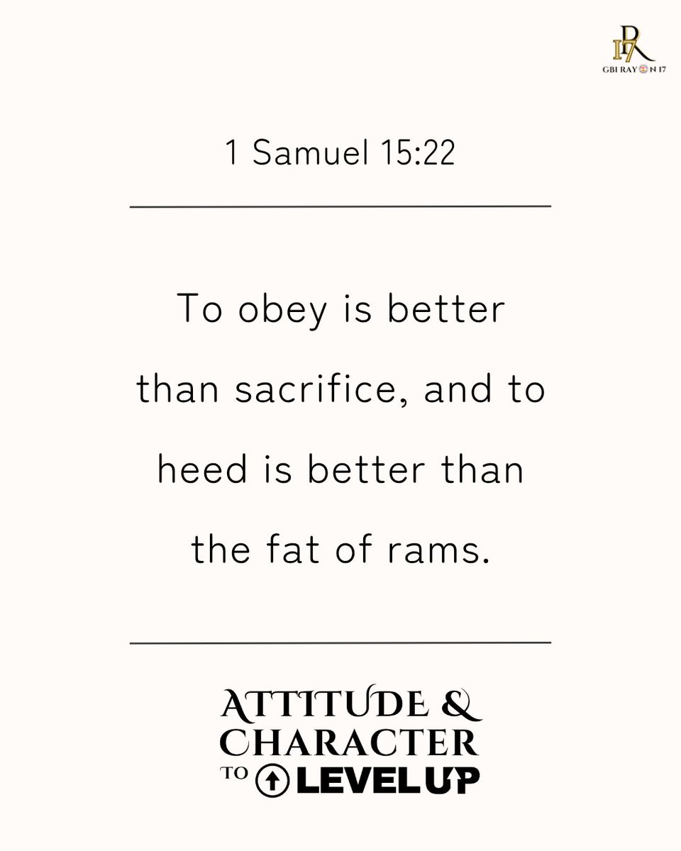 budichayadi's tweet photo. God is looking for obedience, not performance.
✝️ #Obedience #Character #LevelUp https://t.co/5lnKQ9i8VQ