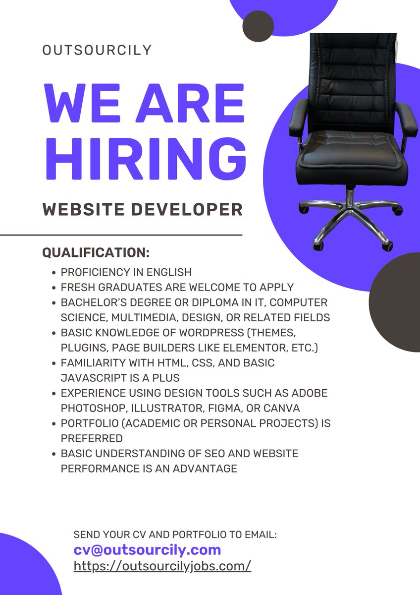 rt &amp; like are appreciated!

Indonesian only 🇮🇩

loker kerja full remote Web Developer (Experience in Wordpress &amp; Graphic Design)

yang tertarik bisa apply ke email tertera atau DM ya! #loker #lokerindonesia #jobsearch #jobseek