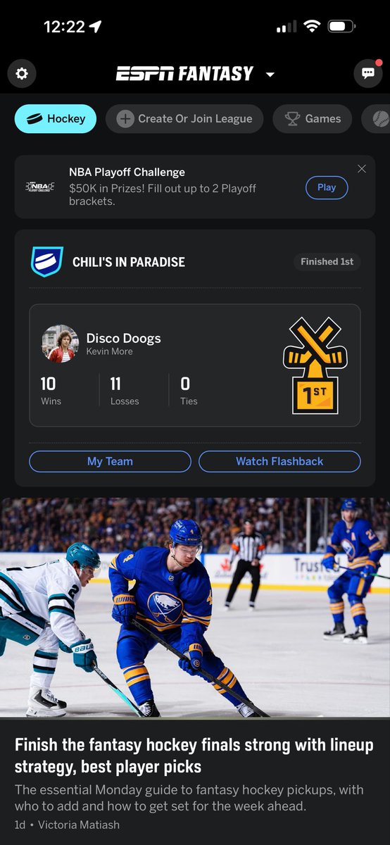 kevinmore8's tweet photo. Won the fantasy hockey league, thinking of our namesake @RonDuguay10 get well soon Doogs https://t.co/yBAx1NTlHZ