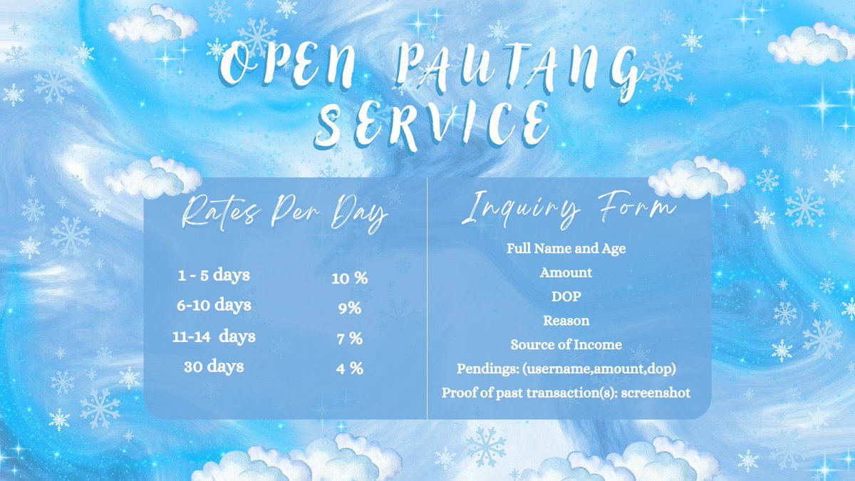 open : PAUTANG SERVICE (expect slow replies) tweet media