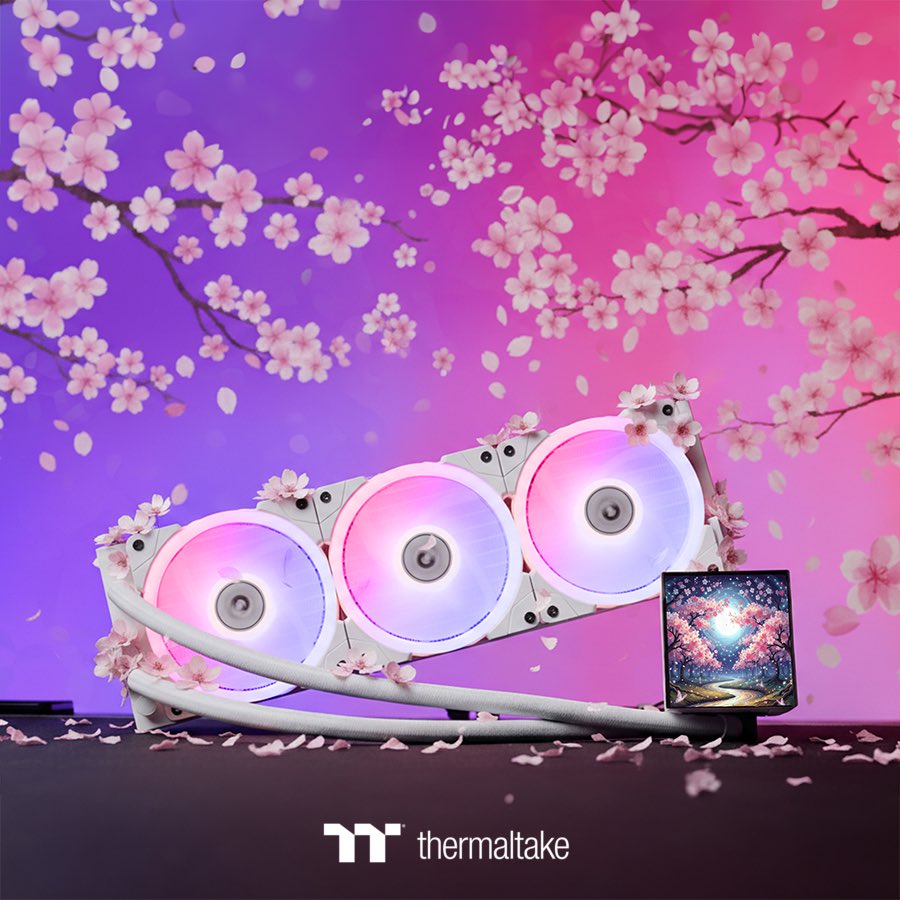 ThermaltakeJ's tweet image. 🌸夜桜のようなAIOセットアップ🌸

MAGFloe Ultra ARGB Syncで、RGBライティングとLCDディスプレイを桜の季節に。

ソフトウェアから簡単カスタマイズ！

#Thermaltake 製品×桜が美しいと思ったらいいね押してね👍🩷