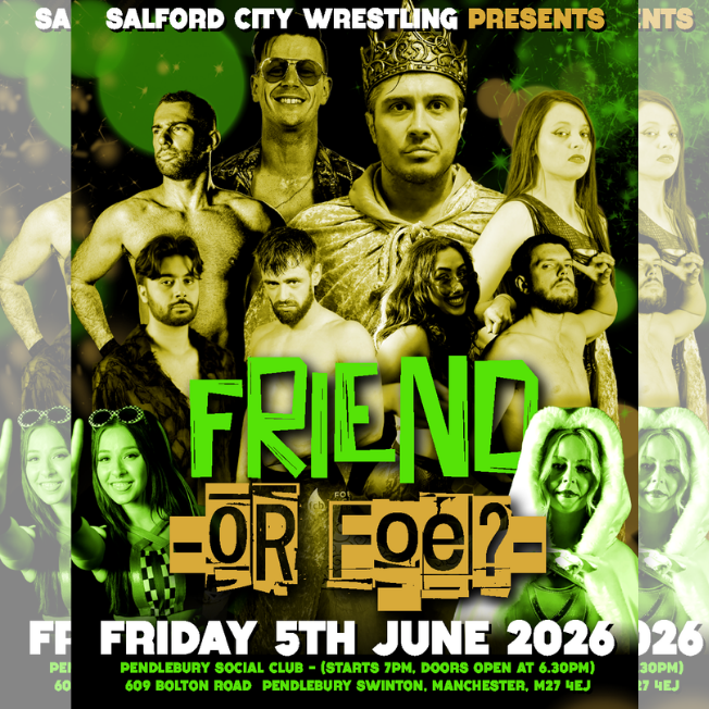 SalfordCityWres's tweet photo. https://t.co/Mz5c8zD6J3

We are back at The Pendlebury Social Club on Friday 5th June with "Friend or Foe"

Lots of tickets went last night and remember, we have sold out every single show we have ever done! Get your tickets now! https://t.co/ZzlUgQ2exY