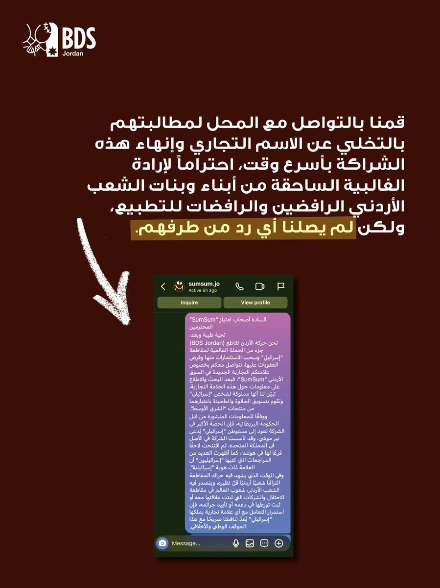 Jordan BDS (الأردن تقاطع) tweet media