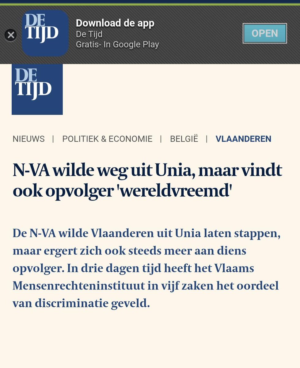 WimVanOsselaer1's tweet photo. Vandaag geeft De Tijd (@tijd) nog wat extra aandacht aan de klaagzang van N-VA over het Vlaams Mensenrechteninstituut (VMRI). Toen het Vlaams Belang in 2022 bij de oprichting waarschuwde voor activisme, klonk het bij N-VA helemaal anders: “Vlaams Belang maakt er een karikatuur van”, “Wat we zelf doen, doen we beter”. In het Vlaams Parlement keurde N-VA de oprichting naar eigen zeggen zelfs “met plezier” goed.

In oktober 2022 voorspelde het Vlaams Belang exact dit scenario. Het VMRI zou een overbodig, peperduur links-activistisch instrument worden dat via dubieuze “soft law”-interpretaties van mensenrechten democratisch goedgekeurde Vlaamse regels zou proberen te overrulen, vooral rond islam en gender.

De N-VA en coalitiepartners veegden dat smalend van tafel met dooddoeners: “Mensenrechten zijn heilig en onafhankelijk hé”, “Stel je niet aan, dit is geen Unia 2.0”. VB werd weggezet als een bende extremisten die tegen mensenrechten zou zijn. Enkel moralistische superioriteit, geen inhoudelijk antwoord.

Nu, in 2026, jankt exact dezelfde N-VA dat het VMRI “volledig van het padje” is en “wereldvreemd woke”. Ministers Francken en Demir roepen op om de activistische vingerwijzingen (hoofddoeken op school, boerkini in het zwembad, enz.) naast zich neer te leggen of het instituut af te schaffen.

De ironie druipt ervan af. Ze wilden per se een eigen peperduur Vlaams Mensenrechteninstituut (4,8 miljoen euro dotatie per jaar), benoemden met een brede glimlach linkse figuren als Eva Brems, en staan nu te huilen omdat het precies doet waarvoor ze gewaarschuwd werden.

Vlaams Belang kreeg dus wéér te vroeg gelijk. Helaas voor de realiteitsontkenners.

Wie het nog eens wil nalezen: het parlementaire debat van 26 oktober 2022. Opvallend hoe onafhankelijk parlementslid Maurits Vande Reyde (toen Open Vld) niet alleen pro oprichting stemde, maar zelfs actief tussenkwam om zijn steun te betuigen. Ook hij heeft inmiddels zijn kar 180 graden gedraaid. 

https://t.co/8qvF1lLjFB