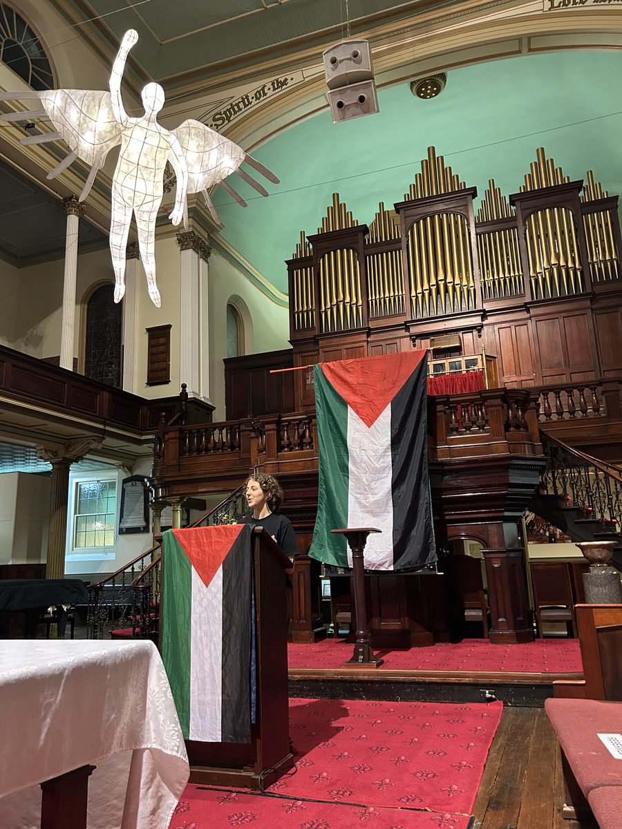 I don’t go to churches much, but what a lovely setting at Pitt St Uniting Church where we gathered to farewell three of the Australian representatives who are part of the next flotilla to Gaza. Their speeches/ songs were inspiring.