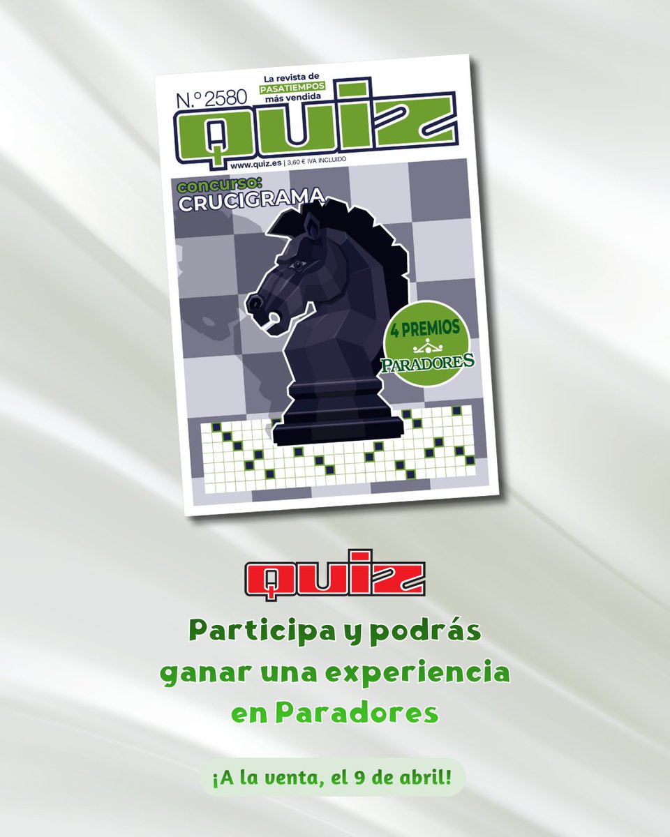 💟 Quiz Semanal, pasatiempos de calidad para mentes inquietas
Más retos, más entretenimiento y la oportunidad de ganar una experiencia en Paradores
✏️ Para quienes disfrutan de los pasatiempos bien hechos
🗓️ Disponible 9 de abril
#revistasquiz #KeesingSpain #Braintainment