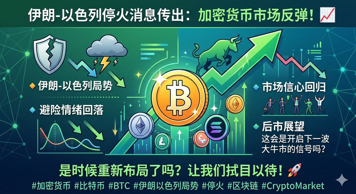 Musaddekhasan's tweet photo. 伊朗-以色列停火消息传出：加密货币市场反弹！
​随着地缘政治局势缓解，市场恐慌情绪（FUD）开始消散。比特币（BTC）及各大山寨币展现出强劲的复苏势头。
​🔹 避险情绪回落：波动率正在降低。
🔹 市场信心回归：多头力量重新集结。
🔹 后市展望：这会是开启下一波大牛市的信号吗？
​#crypto https://t.co/lcZGxMa0K2