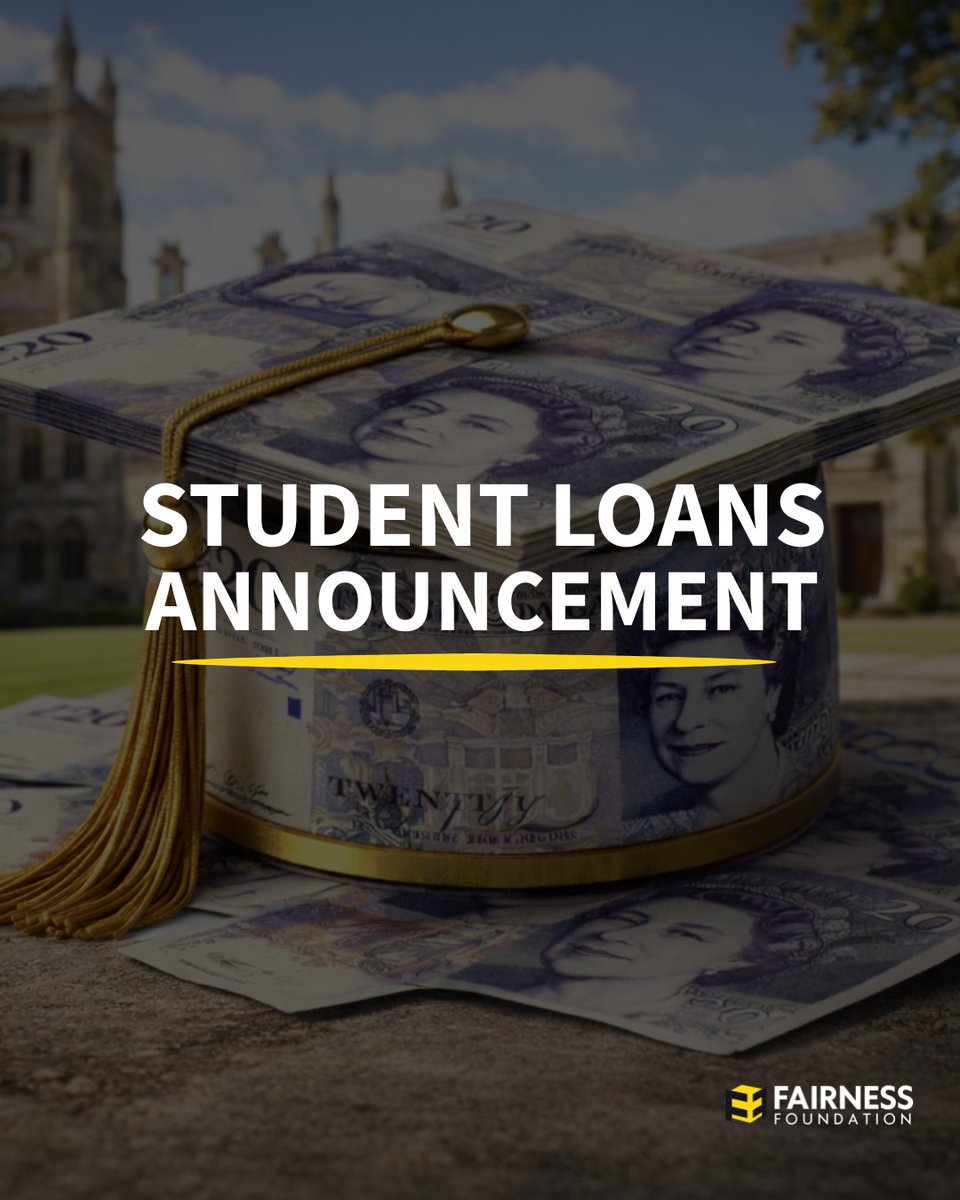 fairnessfdn's tweet photo. While the announcement of a cap on student loan interest rates is welcome, it will only affect a graduate’s total balance, not what they repay each month.

We need much bolder policy to build a fairer system.

🔗Sign @RethnkRepaymnt's petition: 
https://t.co/0mvifzp48K https://t.co/YQTnnuqAGz