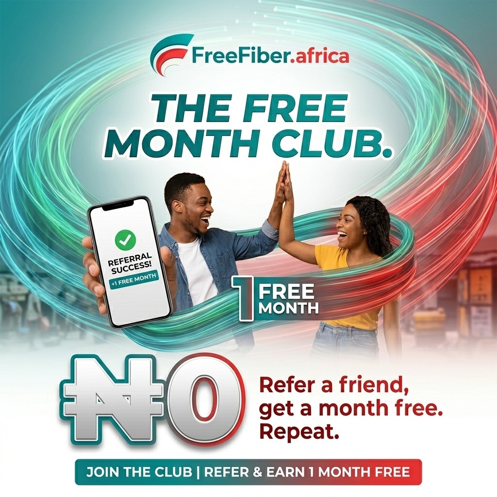 freefiberafrica's tweet photo. Refer a friend. Get a month free. Repeat. ๐ The Free Month Club is real โ and membership costs โฆ0. ๐ Join FreeFiberafrica and keep earning free months just by spreading the word. ๐
๐ 02012292000 | https://t.co/LGih0OflQF
#FreeFiberAfrica #ReferAndEarn #FreeMonth https://t.co/ZNadjZLeNO