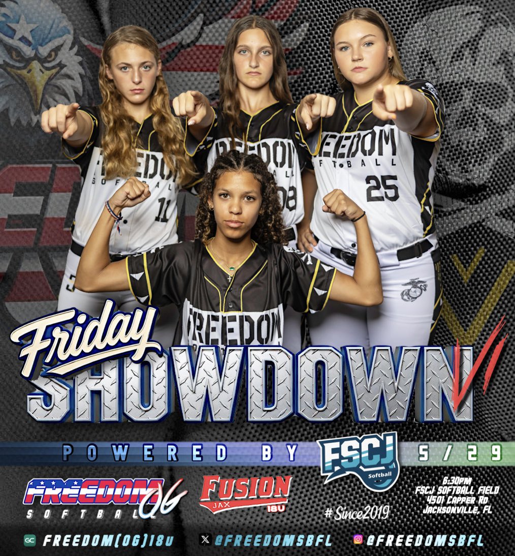 SHOWDOWN VI kicks off the summer series May 29th powered by FSCJ SOFTBALL will see Freedom(OG)18u take on Jax Fusion(18u) watch the game live on GameChanger. Both teams continue to work hard on and off the field to play at the collegiate level. <a href="/FSCJSoftball/">FSCJ Softball</a> <a href="/FREEDOMSBFL/">FREEDOM SOFTBALL</a>