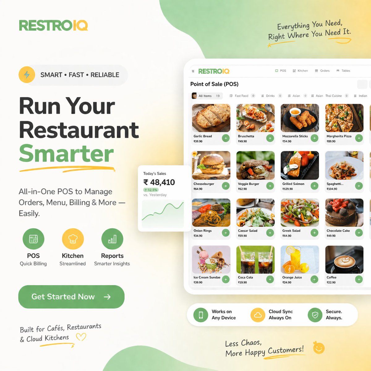 RestroIQ's tweet photo. POS is your command center for operations ⚙️
Orders, billing, kitchen flow, and reporting — all running on one system with zero lag.

No delays. No confusion. No revenue leaks.
Just faster service, tighter control, and scalable growth.

#restaurantgrowth #POS #FNBTech https://t.co/iKtaDRGBdq
