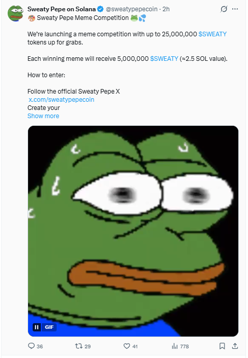 Sweaty Pepe on Solana tweet media