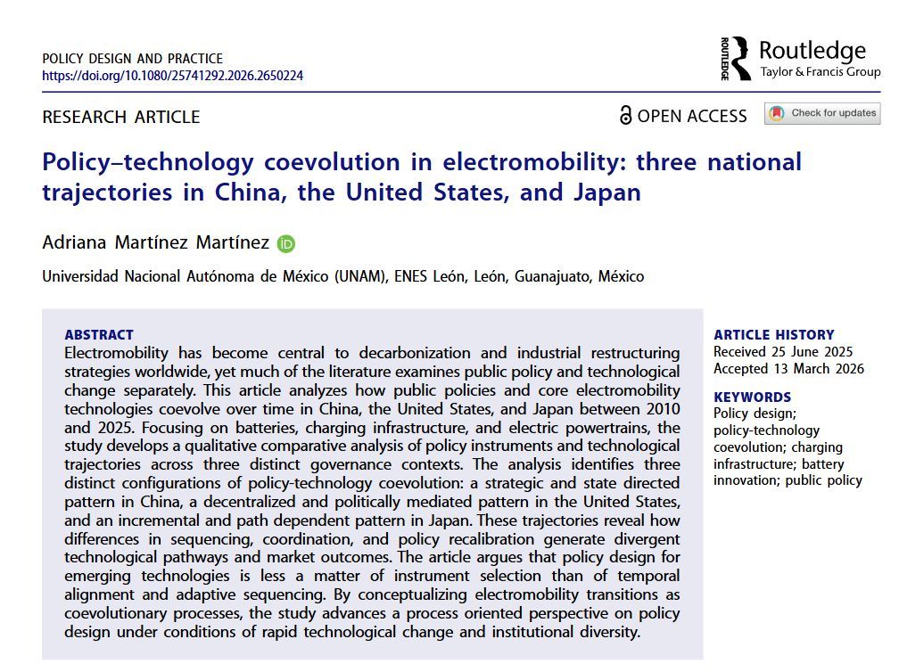 Journal_PDP's tweet photo. Now being read at PDP

Policy–technology coevolution in electromobility: three national trajectories in China, the United States, and Japan by Adriana Martínez Martínez

Browse more here: https://t.co/tb0MK8h55Y https://t.co/edeR9NYaxi