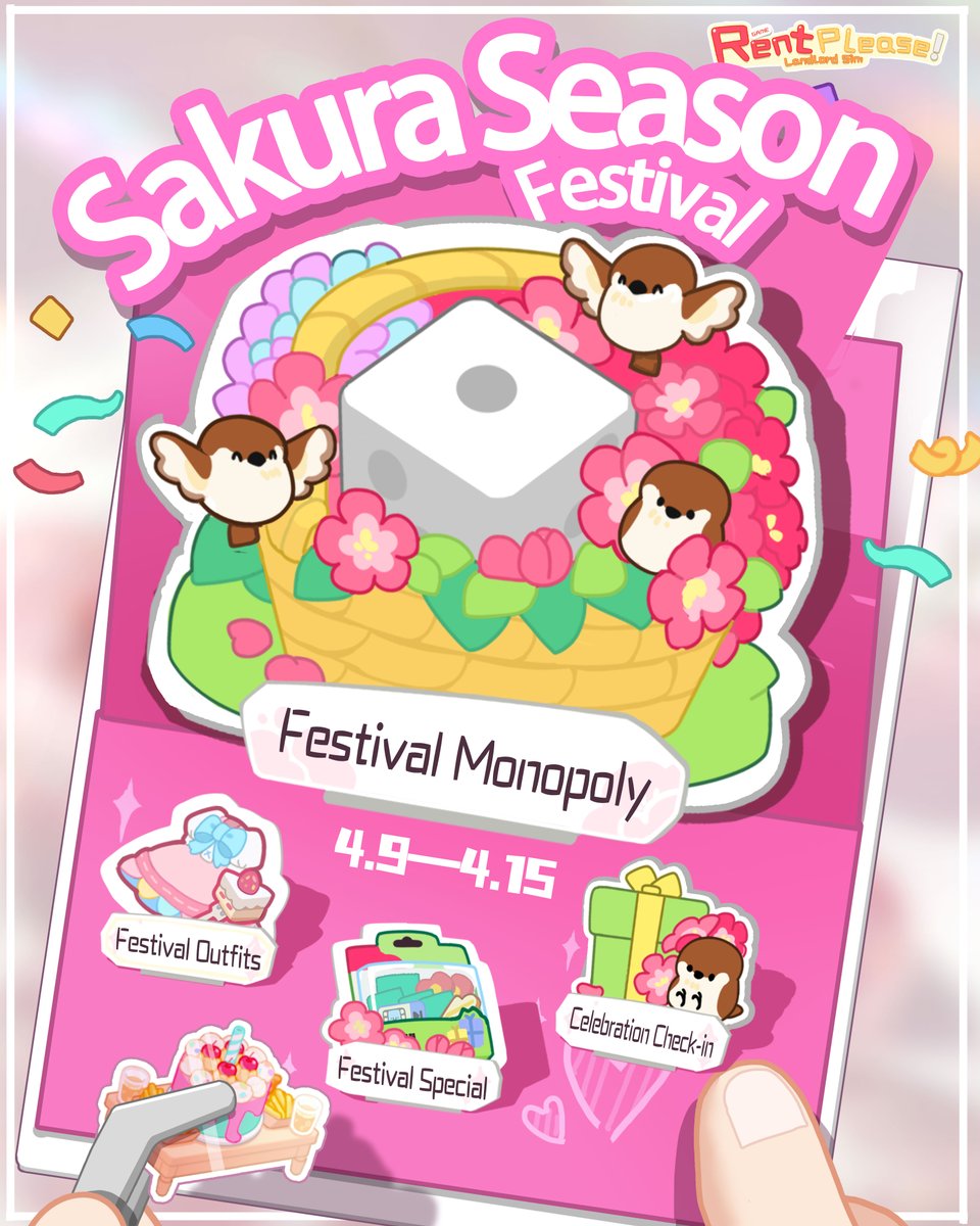 Landlord_Sim's tweet image. 🌸 𝐒𝐩𝐫𝐢𝐧𝐠 𝐋𝐢𝐦𝐢𝐭𝐞𝐝｜𝐂𝐡𝐞𝐫𝐫𝐲 𝐁𝐥𝐨𝐬𝐬𝐨𝐦 𝐒𝐞𝐚𝐬𝐨𝐧 𝐄𝐯𝐞𝐧𝐭 𝐁𝐞𝐠𝐢𝐧𝐬!
📅 𝐄𝐯𝐞𝐧𝐭 𝐏𝐞𝐫𝐢𝐨𝐝:𝐀𝐩𝐫𝐢𝐥 𝟗 — 𝐀𝐩𝐫𝐢𝐥 𝟏𝟓
𝑹𝒆𝒎𝒆𝒎𝒃𝒆𝒓 𝒕𝒐 𝒖𝒑𝒅𝒂𝒕𝒆 ~
#RentPleaseLandlordSim #MobileGames #sakura #Spring #Update #limitedtime #therapeutic
