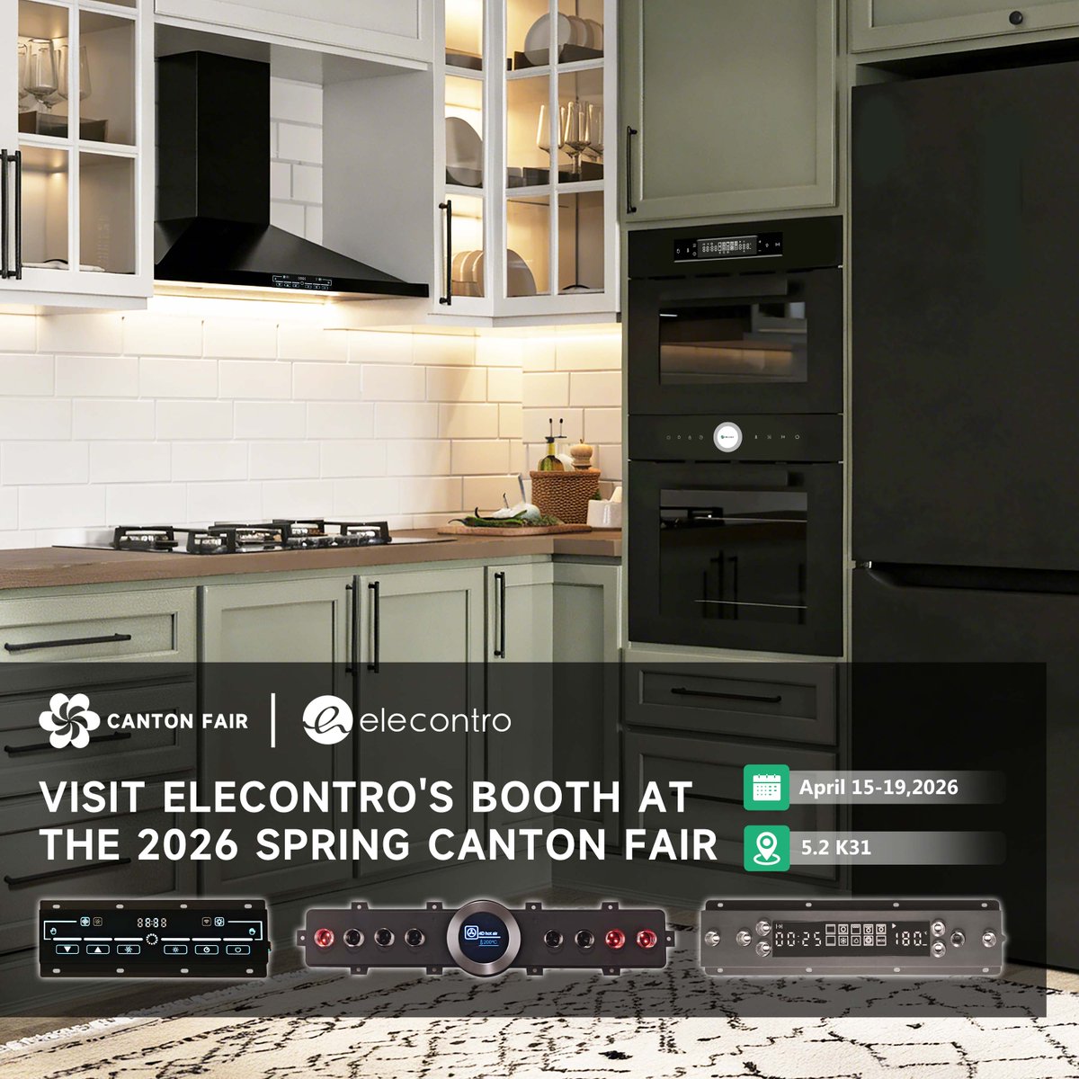 elecontro2's tweet photo. Heading to the Spring #CantonFair2026? ✈️

Visit Elecontro® at Booth 5.2 K31 to discover our latest high-end oven controllers and timers! 🥘💻

With 20+ years in R&amp;D, we help manufacturers lead the smart kitchen market.

📅 April 15-19
📍 Hall 5.2, Zone A, Booth K31
#SmartHome https://t.co/kYoYugTxCi