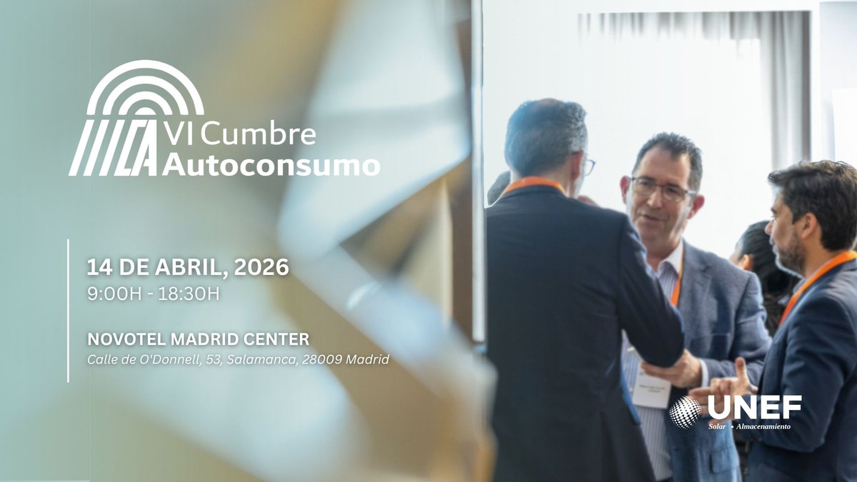 UNEFotovoltaica's tweet image. 📢Próximo martes: abrimos #VIcumbreAutoconsumo con análisis de regulación #autoconsumo: RDL7/2026, RDAutoconsumo y propuestas de UNEF

🗣️🤝 Oportunidad única de #networking en el primer gran congreso de autoconsumo de 2026

🚨 ¡Ultimas plazas!
unef.es/es/evento/vicu…