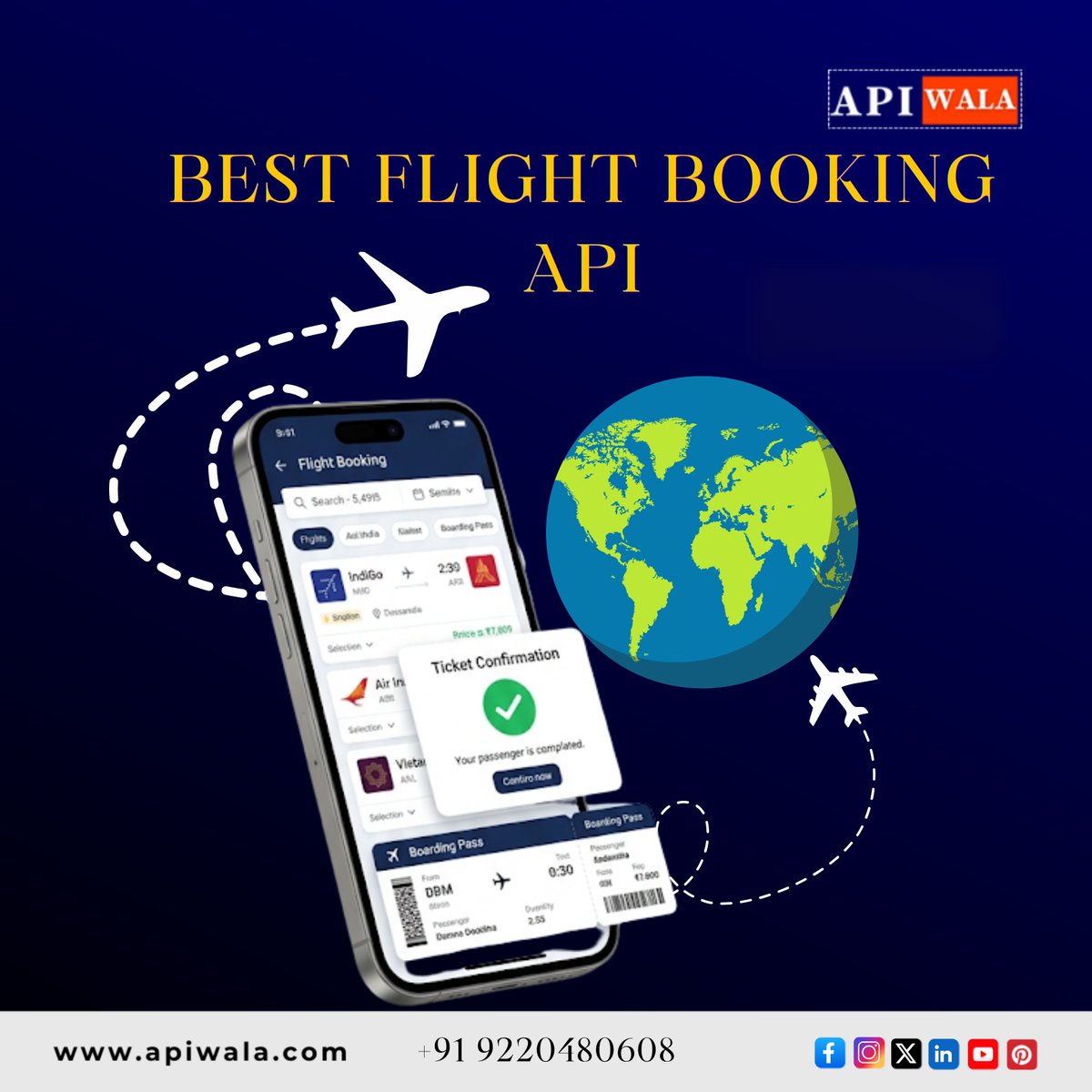 apiwala's tweet photo. Streamline travel bookings with APIWALA Flight Booking API ✈️
Fast, reliable &amp; real-time ticket booking for seamless travel solutions.
🌐 https://t.co/BBXFwXzQ8j
📞 +91 9220480608
#APIWALA #FlightBookingAPI #TravelTech #BookingAPI #Fintech #DigitalSolutions https://t.co/EHOhAn6yNZ