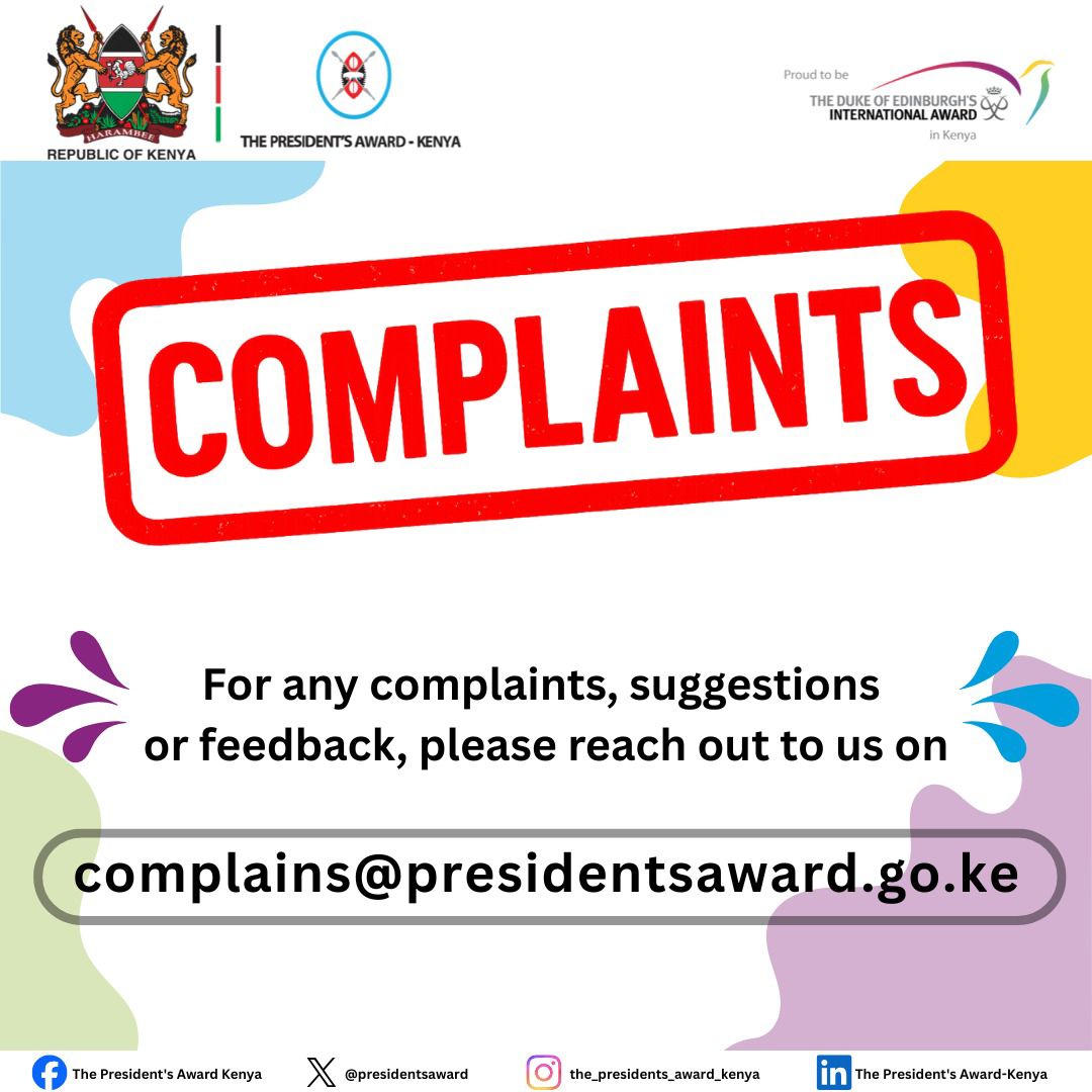 presidentsaward's tweet image. We value your voice! Do you have any feedback, complaints, or concerns? We are listening! Share it with us to help us serve you better. Drop your thoughts in the comments section, DM us, or drop an email. #yourvoicecounts 
#feedback