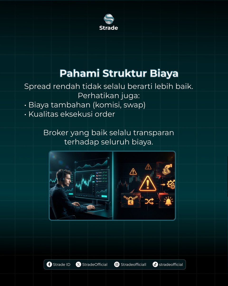 StradeOfficial's tweet photo. 🚨 Cara Memilih Broker Forex Aman
Banyak orang loss bukan karena trading jelek, tapi salah pilih broker.
Cek ini dulu:
• Regulasi (Bappebti/FCA/ASIC)
• Dana dipisah
• Review withdraw
• Test withdraw kecil
• Platform stabil
Jangan tergoda bonus gede. Riset dulu! https://t.co/1V0NPCSvJn