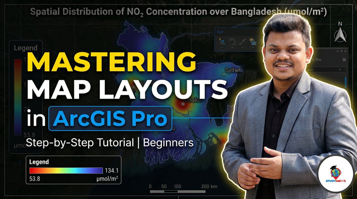 GISRSStudyHacks's tweet image. Mastering Map Layouts in ArcGIS Pro | A Step-by-Step Tutorial | Beginners
Tutorial Link: youtu.be/onWfRQy0LDA 

Registration link: studyhacksgeospatial.com/product/google…

#googleearthengine #GIS #geospatial #remotesesing 
#geoAI