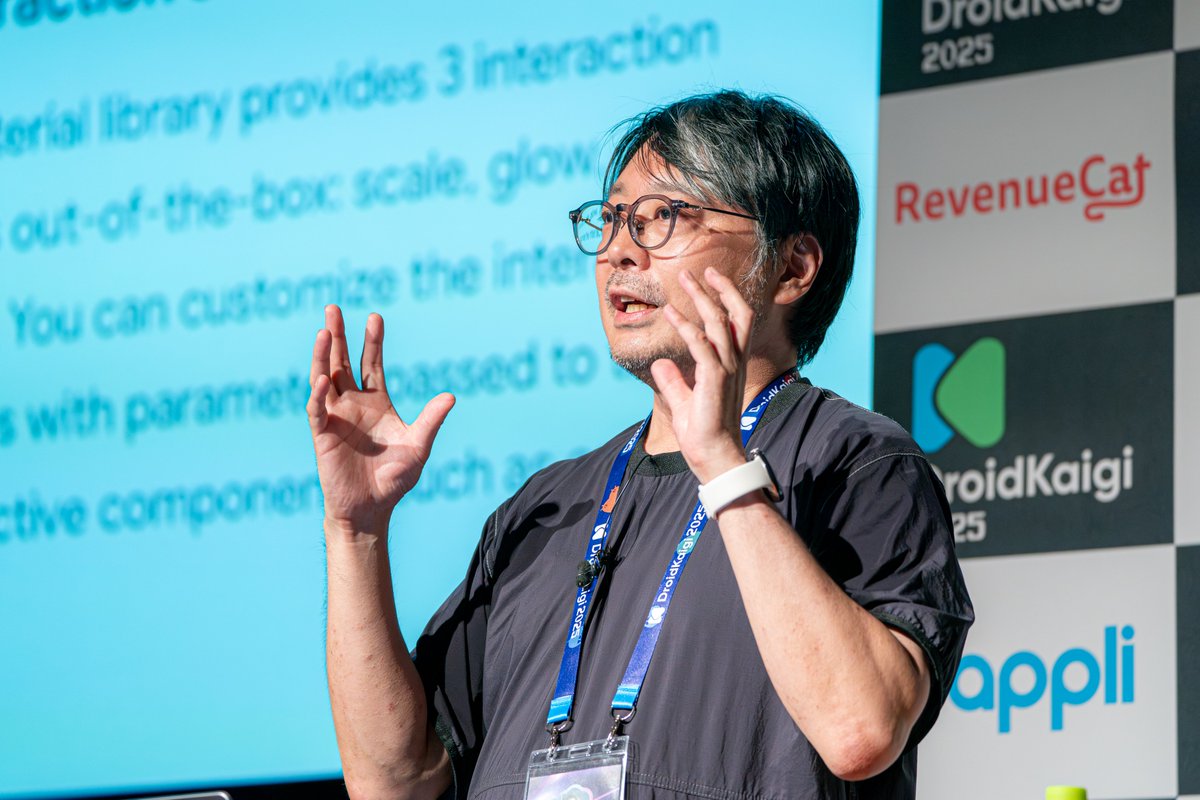 DroidKaigi's tweet photo. （´-`）.｡oO（せっかくなのでDroidKaigi 2025の振り返りを…）

DroidKaigiでは毎年40以上のセッションが行われています。公募によって集まった様々な登壇者の方によって魅力的な技術や知見の共有がされているので、Androidアプリ開発の最前線に触れることができます！ https://t.co/6jozBvqfQn