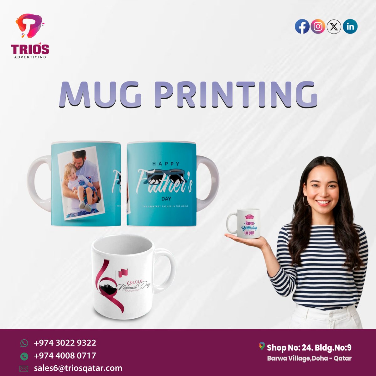 TriosAdver83576's tweet image. Looking for the perfect personalized gift or branded merchandise? ✨

#triosadvertising #mugprinting #qatarbusiness #fyp #qatar