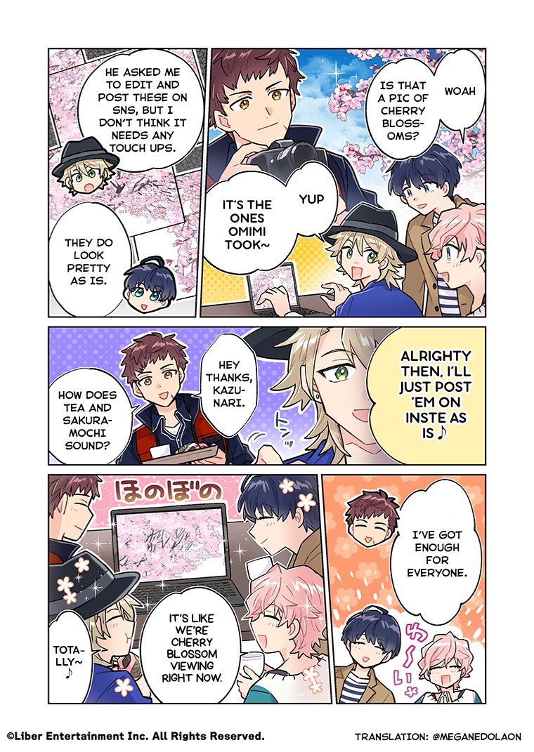 MANKAI Manga Sengen #449 TL - "And No Need to Worry About Pollen"

When the three were looking at the computer screen during cherry blossom viewing season...?