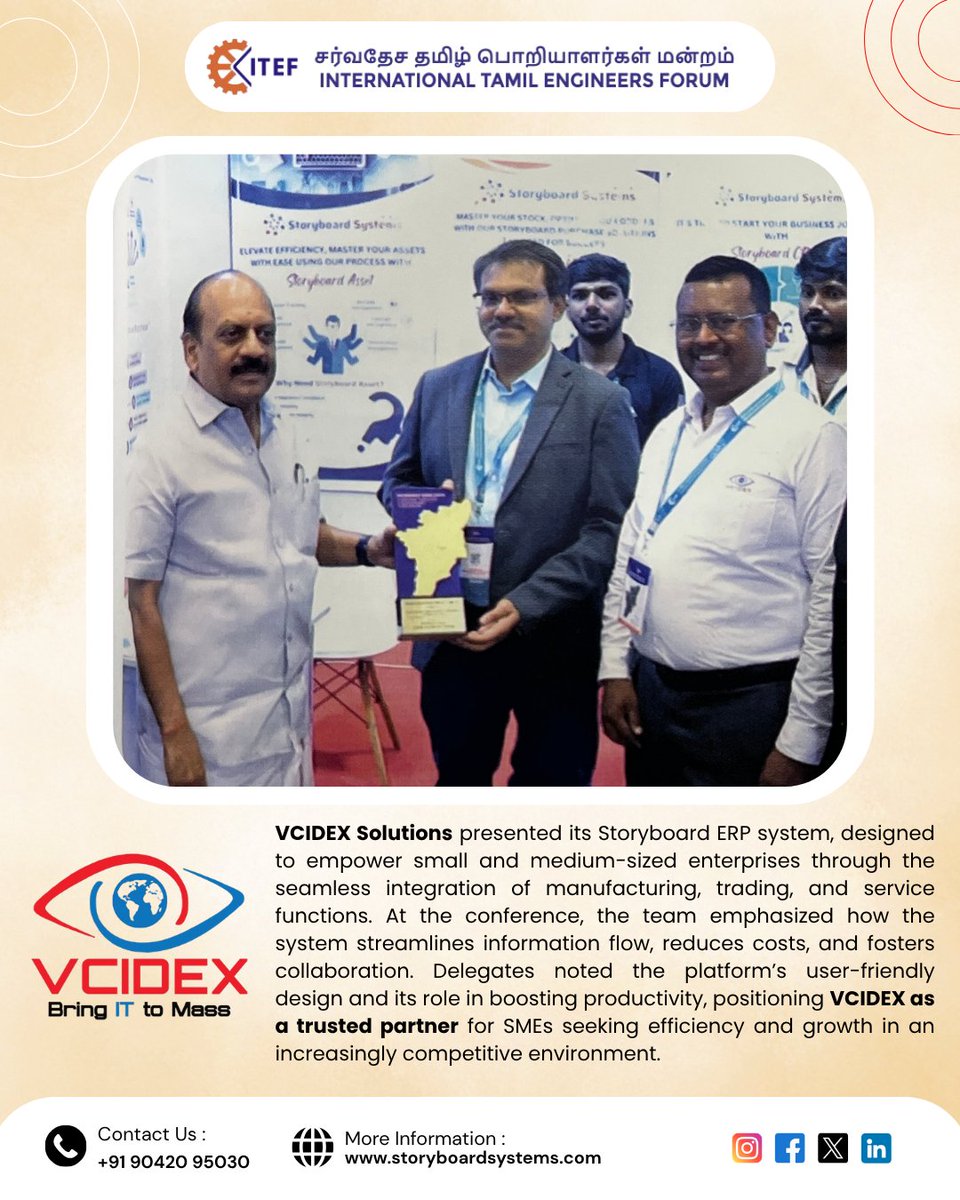 vcidex's tweet photo. 🌍 VCIDEX Solutions Pvt Ltd at @itef_world 2025 – Where Innovation Meets Opportunity!

🚀Proud Moment for @vcidex_solutions!
We sincerely thank ITEF for organizing such a valuable and impactful event.

#vcidex #itef #chennaievents #chennaitradecentre #erpsolutions #businessgrowth https://t.co/xo1YNoHJH7
