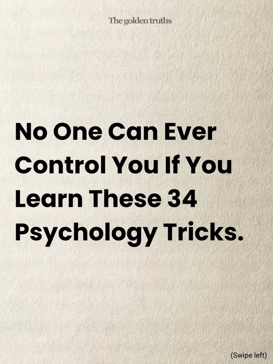 thewisepathh's tweet photo. No one can ever control you if you Learn these 34 Psychology Tricks.

-Thread- https://t.co/xpXMBprzhu