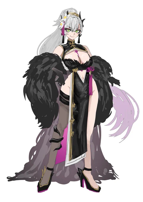 レザーチャイナドレスのリリスwip