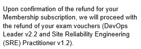 SolHartCloud's tweet photo. .@PeopleCert: Disappointed in the lack of #OperationalResilience. Despite a written commitment to refund Ticket CAS-1940438-T6G3B8, you are now stalling. As a Director, I cannot have my timeline compromised by delivery failures. Please resolve. #DevOps #SRE https://t.co/fTHjeS0jA8