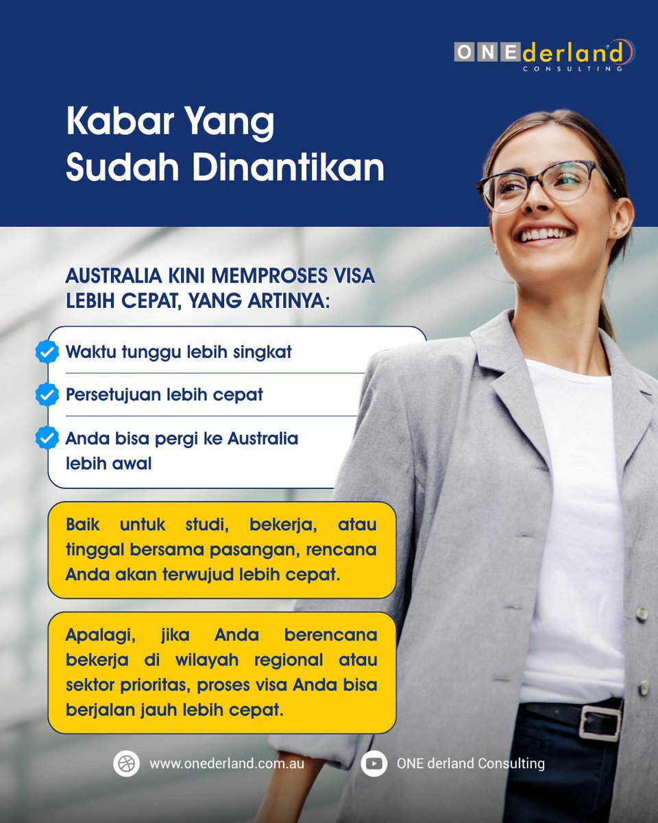 onederland_idn's tweet image. 🚨 WOW! Waktu Pemrosesan Visa Australia Semakin Cepat

Benar Sekali! Waktu pemrosesan visa Australia kini jadi lebih cepat.
Artinya, rencana Anda untuk pergi ke Australia akan semakin cepat terwujud.

#VisaAustralia #MigrationAgent #VisaUpdate