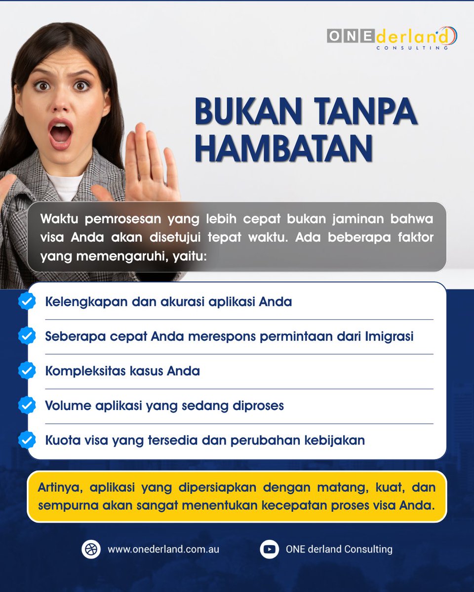 onederland_idn's tweet image. 🚨 WOW! Waktu Pemrosesan Visa Australia Semakin Cepat

Benar Sekali! Waktu pemrosesan visa Australia kini jadi lebih cepat.
Artinya, rencana Anda untuk pergi ke Australia akan semakin cepat terwujud.

#VisaAustralia #MigrationAgent #VisaUpdate