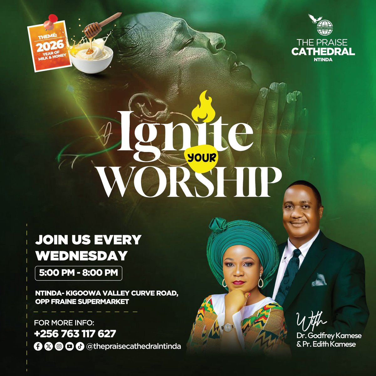 🔥 Ignite your spirit. Elevate your worship.

Join us this Wednesday for a powerful encounter in God’s presence at Ignite of Worship — a time of deep praise, prayer, and transformation.

🕔 5:00 PM – 8:00 PM
📍 Ntinda – Kigoowa Valley Curve Road (Opp. Fraine Supermarket)