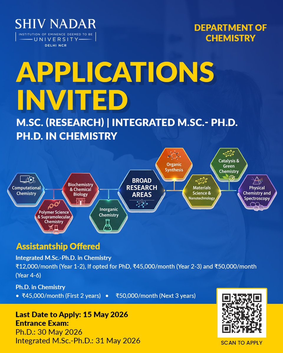 Chemistry, Shiv Nadar Institution of Eminence tweet media