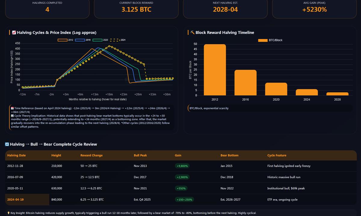 wldszb's tweet photo. Halving Countdown · PoW Era &amp;Halving Cycles &amp; Price Index (Log approx)
$BTC #BTC $DOGE #DOGE $LTC $DASH $ZEC $BCH $MONA $DGB https://t.co/Y1oFWxrDSF