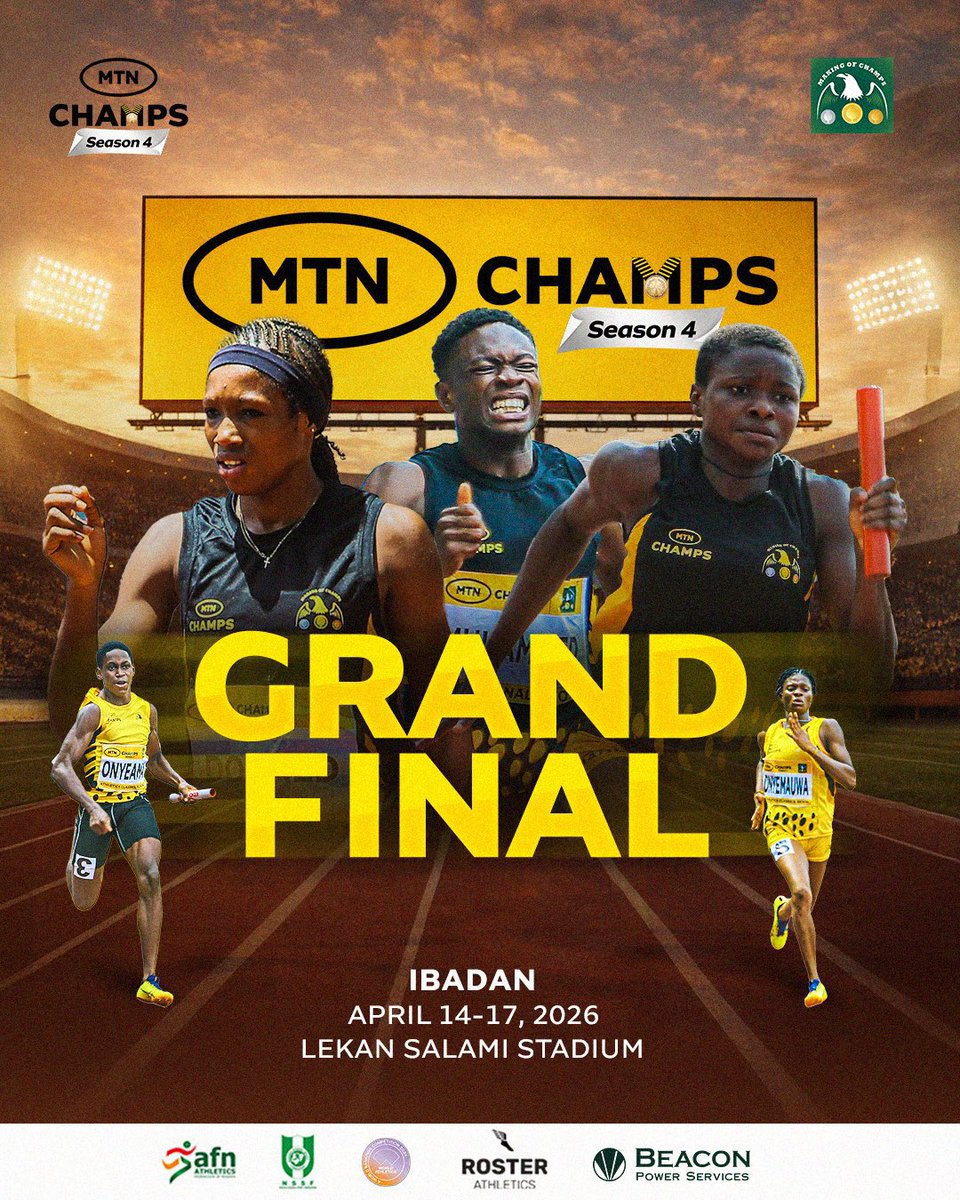 April 14th - 17th

🇳🇬 <a href="/mtnchamps/">MTN CHAMPS</a> MTN CHAMPS Grand Final, Ibadan, Nigeria!

See you there, Gabby! 😅