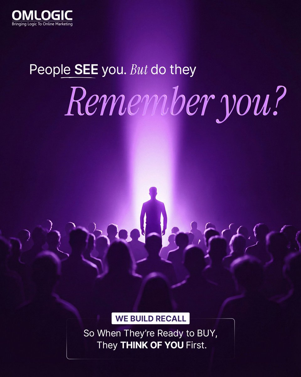 OMLOGIC's tweet photo. A good-looking brand is not enough.

If people forget you in 2 seconds,
you don’t have a brand yet.

We build recall 
so when they’re ready to buy,
they think of you first. https://t.co/81jSysnpGT